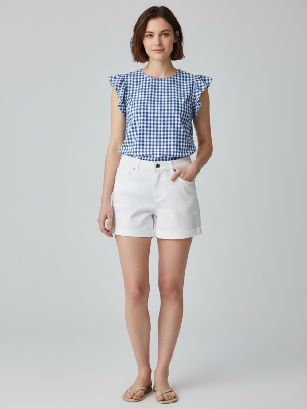 Geisha White Cuffed Shorts‎ Womens Size S 34 Casual Summer Stretch Denim Chino